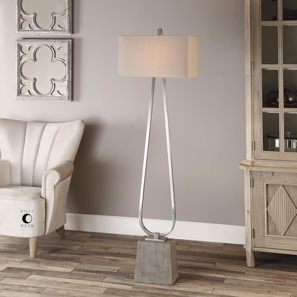 Uttermost Floor Lamps Carugo Polished Nickel Floor Lamp