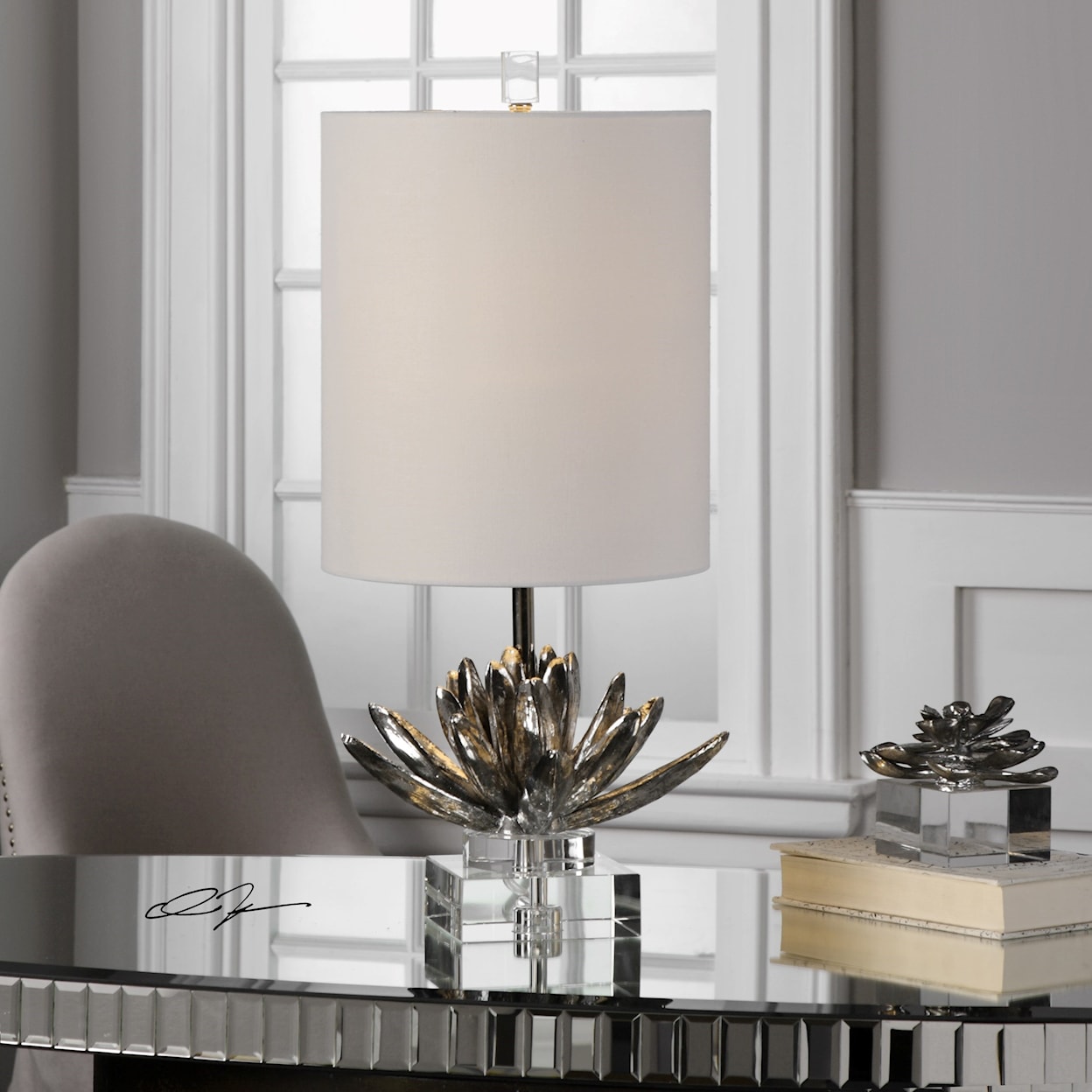 Uttermost Accent Lamps  Silver Lotus Accent Lamp
