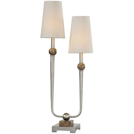 Claret Nickel 2 Light Lamp