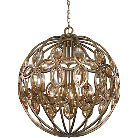 Ambre 8 Light Gold Sphere Chandelier