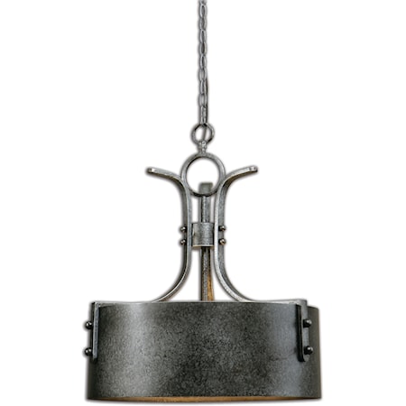 Uttermost Leland 3 Light Metal Drum Pendant