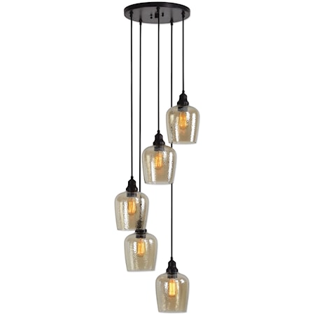 Aarush 5 Light Glass Cluster Pendant