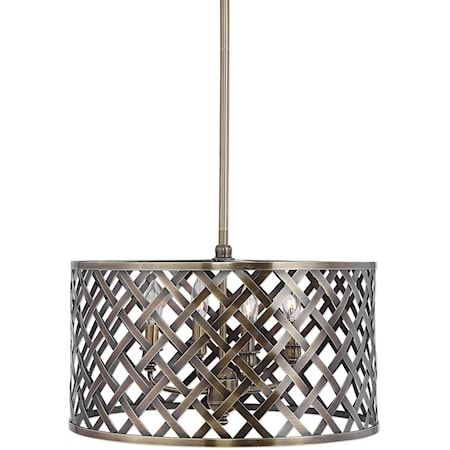 Grata 4 Light Brass Latticework Pendant