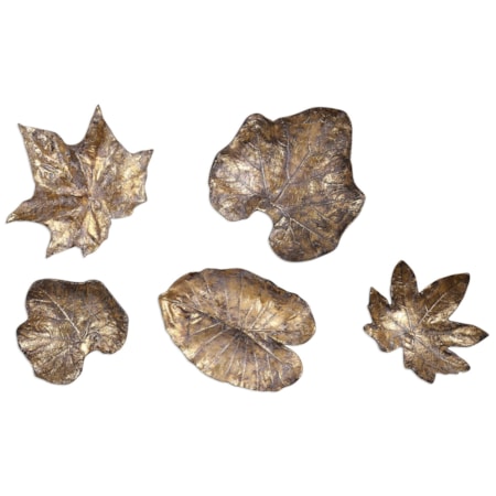 Bronze Leaves Wall Art (Set of 5)