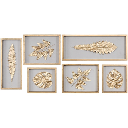  Golden Leaves Shadow Box (Set of 6)