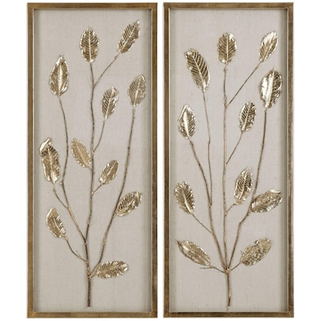Branching Out Gold Leaf Panels Set of 2