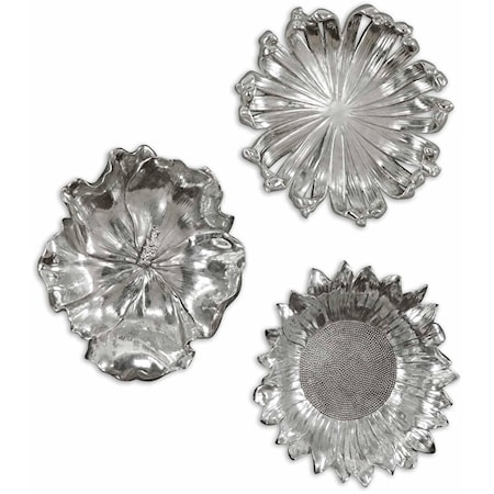 Silver Flowers Set of 3