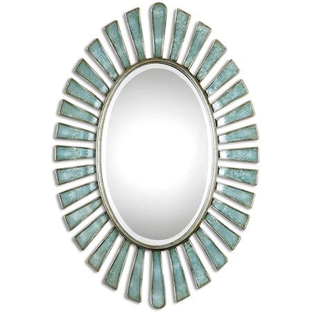 Morvoren Blue-Gray Oval Mirror