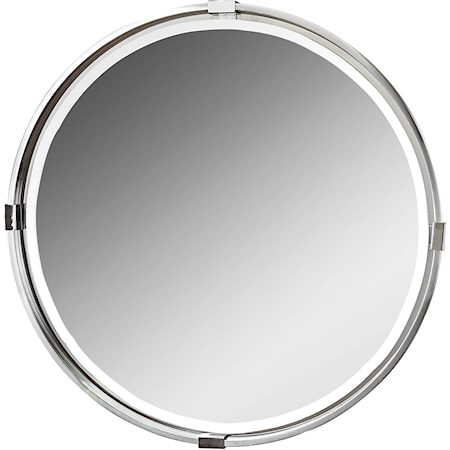 Tazlina Brushed Nickel Round Mirror