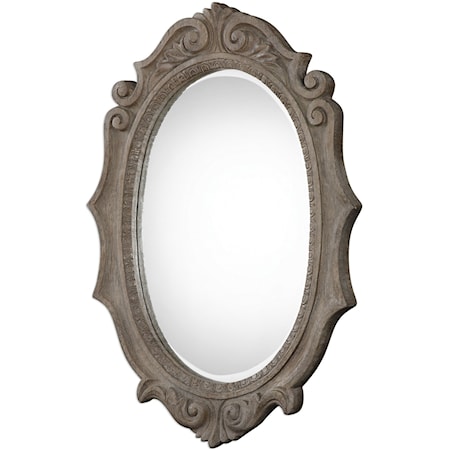 Serafina Aged Scroll Oval Mirror