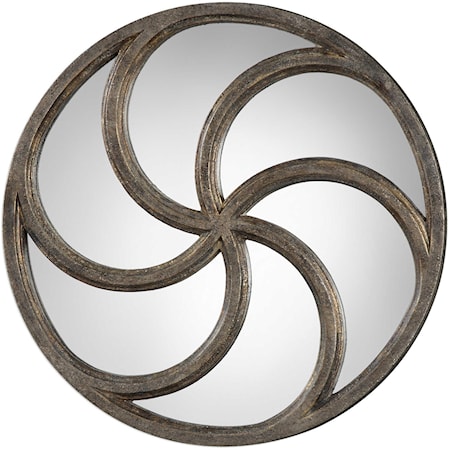 Spiralis Antiqued Silver Round Mirror