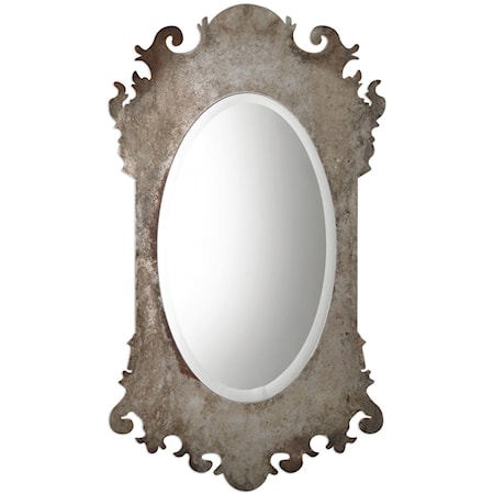 Vitravo Oxidized Silver Oval Mirror