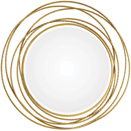 Whirlwind Gold Round Mirror