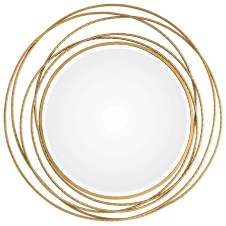 Whirlwind Gold Round Mirror