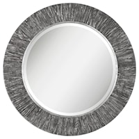 Wenton Round Aged Wood Mirror