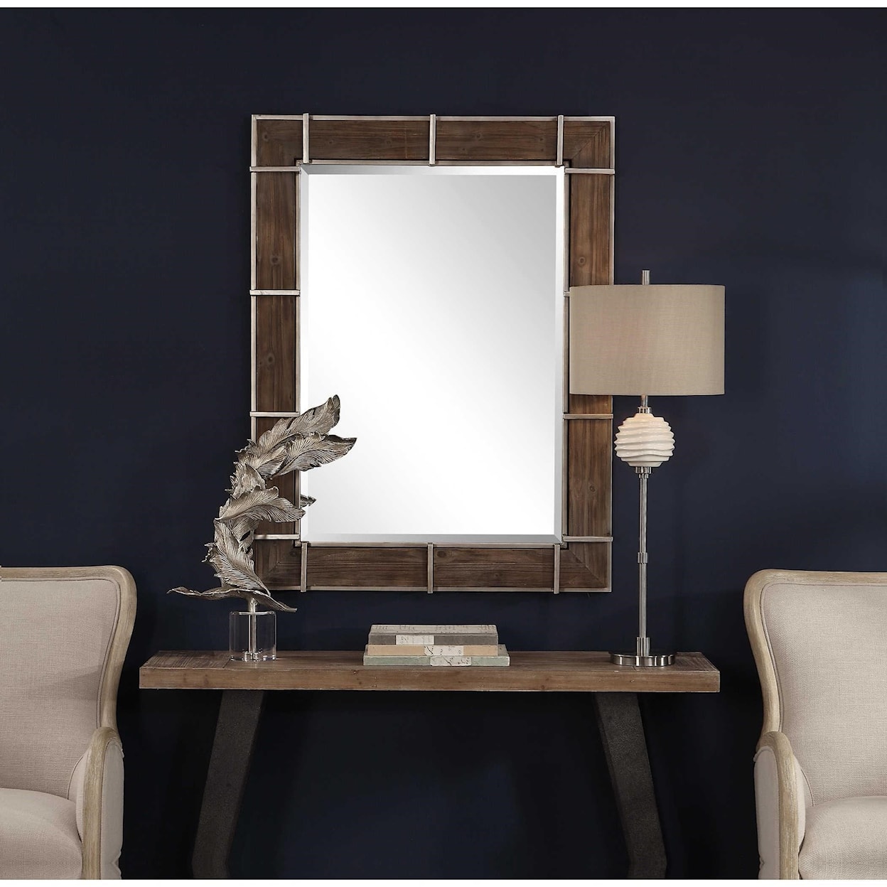 Uttermost Mirrors Wade Wooden Industrial Mirror