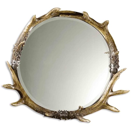 Stag Horn Mirror Round