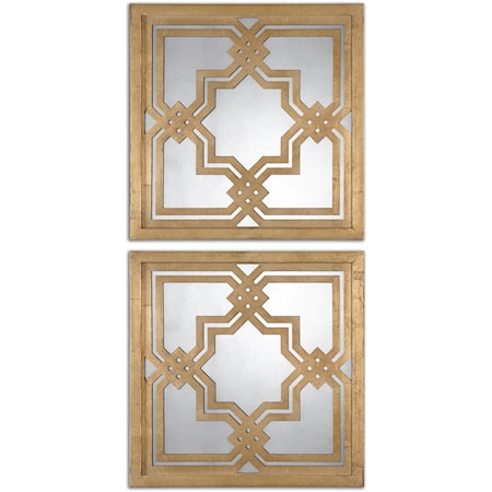 Piazzale Gold Square Mirrors Set of 2