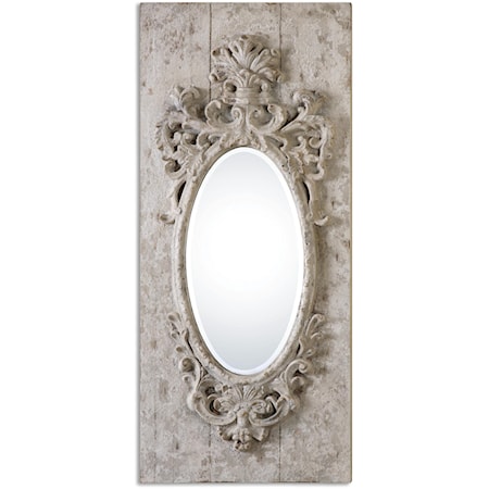 Guardia Gray-Ivory Oval Mirror