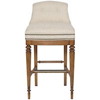 Armless Upholstered Bar Stool with Button Tufted Back