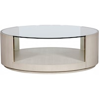 Round Wood and Glass Cocktail Table in Casa Blanca Finish