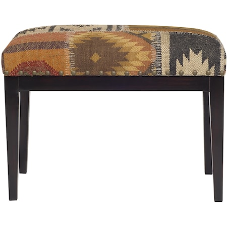 Ottoman with Upholstered Seat and Nail Head Trim
