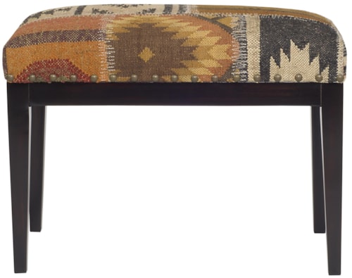 Ottoman with Upholstered Seat and Nail Head Trim