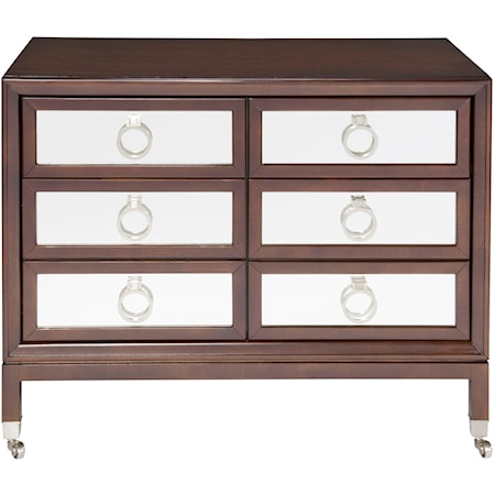 Transitional Alister Accent Chest with Supreme Walnut Finish and Casters