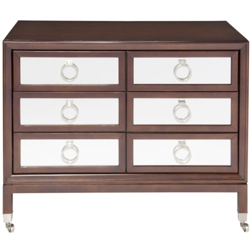 Transitional Alister Accent Chest with Supreme Walnut Finish and Casters