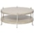 Vanguard Furniture Accent and Entertainment Chests and Tables Gibson Round Cocktail Table with Shelf and Stainless Steel Legs and Casters