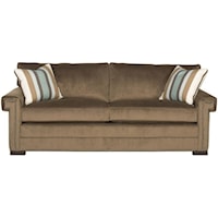 Transitional Two Cushion Sofa with Greek Key Arms