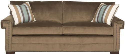 Transitional Two Cushion Sleeper Sofa with Greek Key Arms 