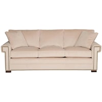 Transitional Three Cushion Sofa with Greek Key Arms
