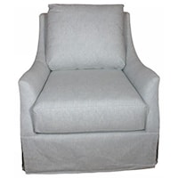 Customizable Upholstered Swivel Chair with Shaped Arms and a Skirt