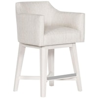 Ian Upholstered Swivel Counter Stool with Wood Base