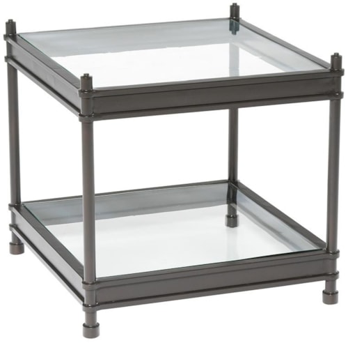 Sedgwick Square Transitional Glass Top Lamp Table