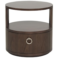 Slocum Hall Round End Table with Shelf and Drawer