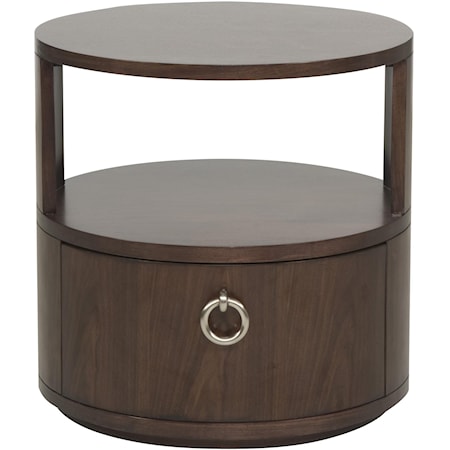 Slocum Hall Round End Table with Shelf and Drawer