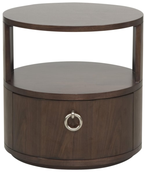 Slocum Hall Round End Table with Shelf and Drawer