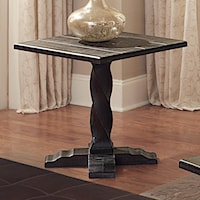 Square End Table with Solid Pine Pedestal Base