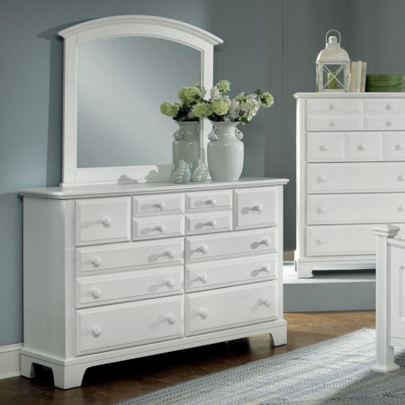 7 Drawer Dresser with Landscape Mirror