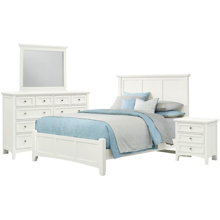 Queen Bed, Dresser, Mirror, and Nighstand