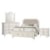 Vaughan Bassett Bungalo Home King Upholstered Storage Bed, Double Dresser, Arch Mirror, 2 Drawer Nightstand