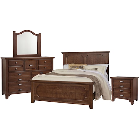 King Panel Bed, 9 Drawer Dresser, Master Arch Mirror, 2 Drawer Nightstand