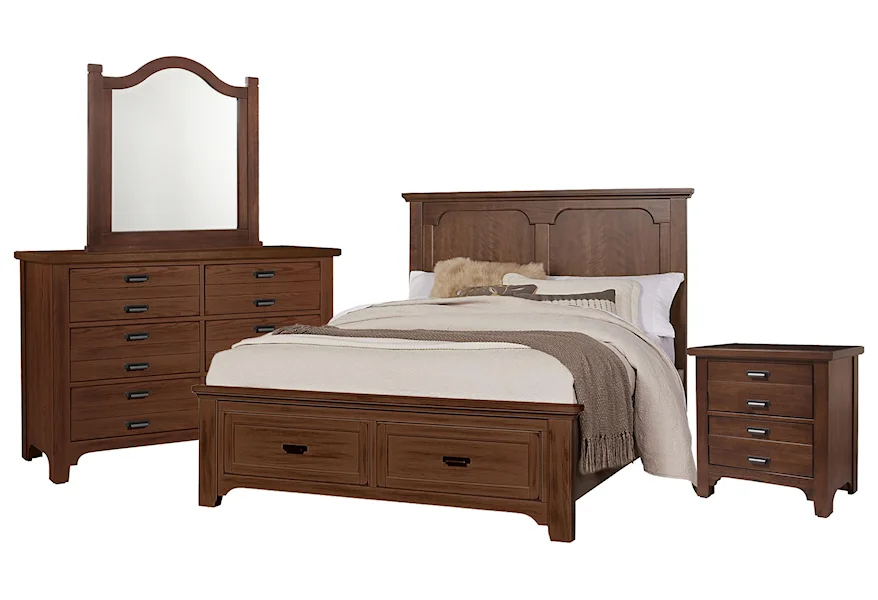 Bungalo Home Queen Panel Storage Bed, Dresser, Mirror, Ni by Vaughan Bassett at Johnny Janosik