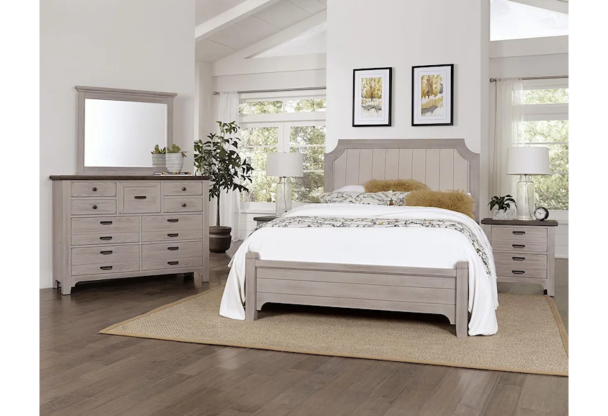 Bungalo Home Queen Bed, Dresser, Mirror, Nightstand by Vaughan Bassett at Johnny Janosik