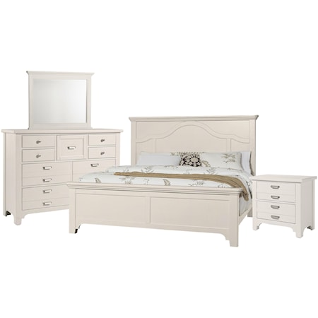 Queen Mantel Bed, Dresser, Mirror, Nightstan