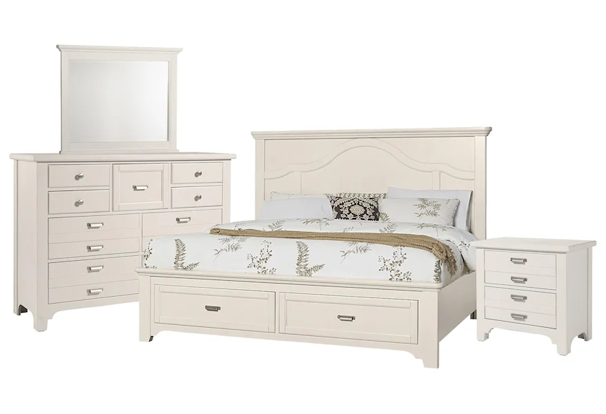 Bungalo Home Queen Mantel Storage Bed, Dresser, Mirror, N by Vaughan Bassett at Johnny Janosik