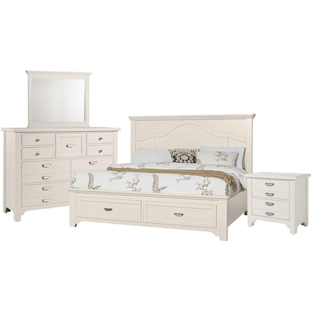 Queen Mantel Storage Bed, Dresser, Mirror, N