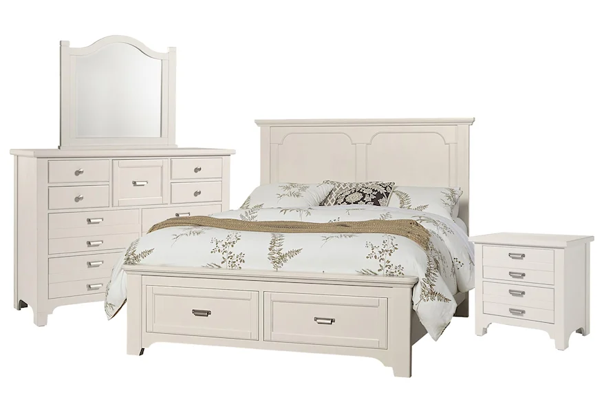 Bungalo Home King Panel Bed, Dresser, Mirror, Nig by Vaughan Bassett at Johnny Janosik